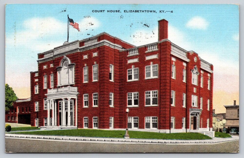 1948 Elizabethtown KY Hardin County Court House Postcard Linen E.C. Kropp Posted